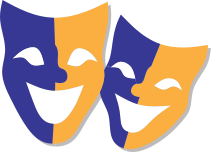 An icon of two laughing masks